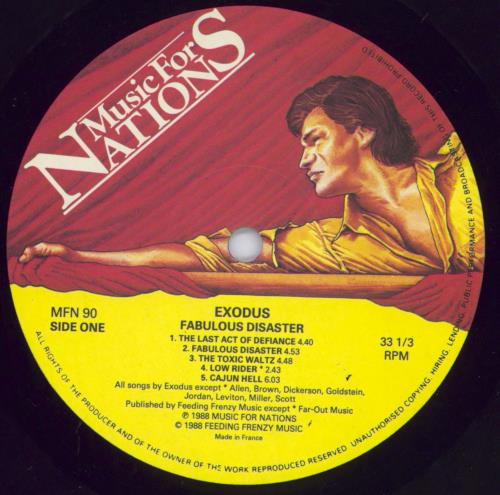 Exodus Fabulous Disaster UK vinyl LP album (LP record) (831385)